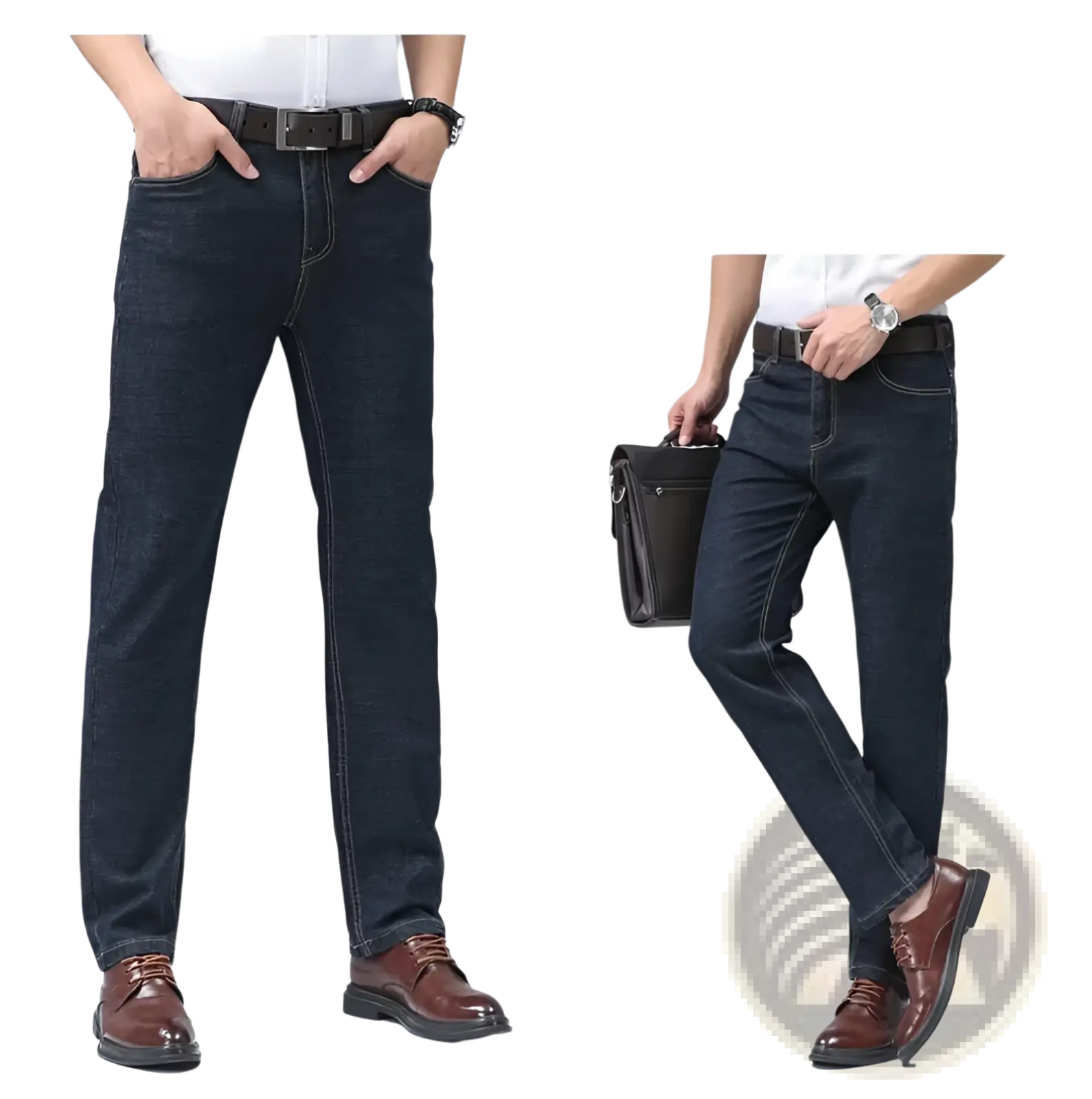 Men's Stretch Cotton Straight Jeans Casual Trousers