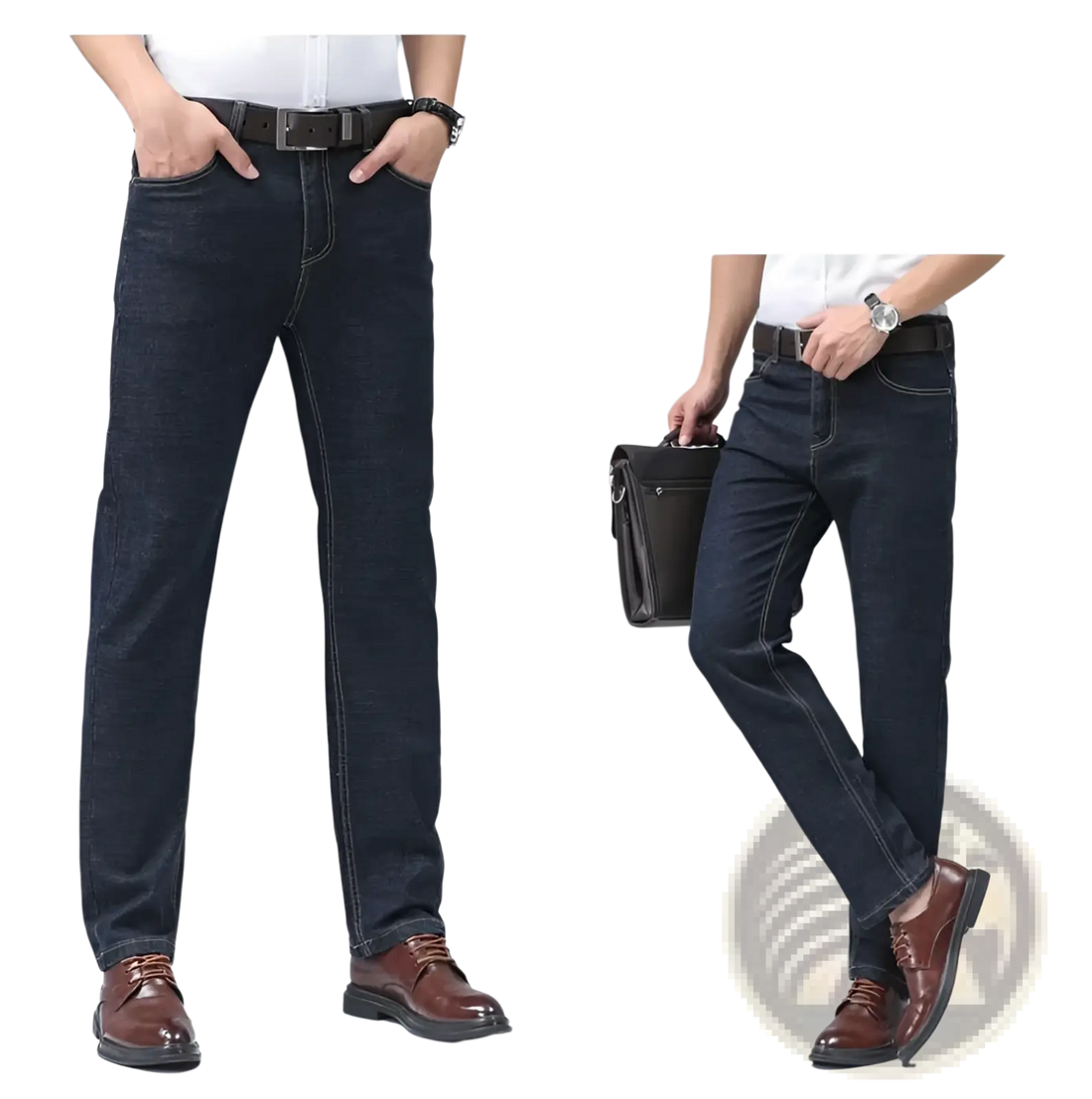 Men's Stretch Cotton Straight Jeans Casual Trousers