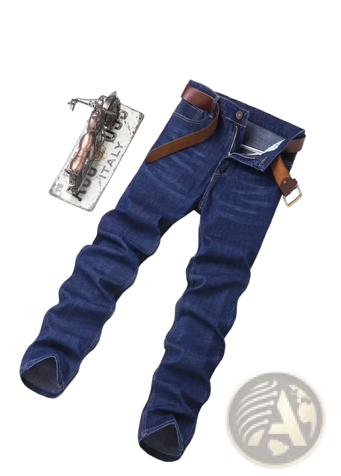Men's Stretch Cotton Straight Jeans Casual Trousers