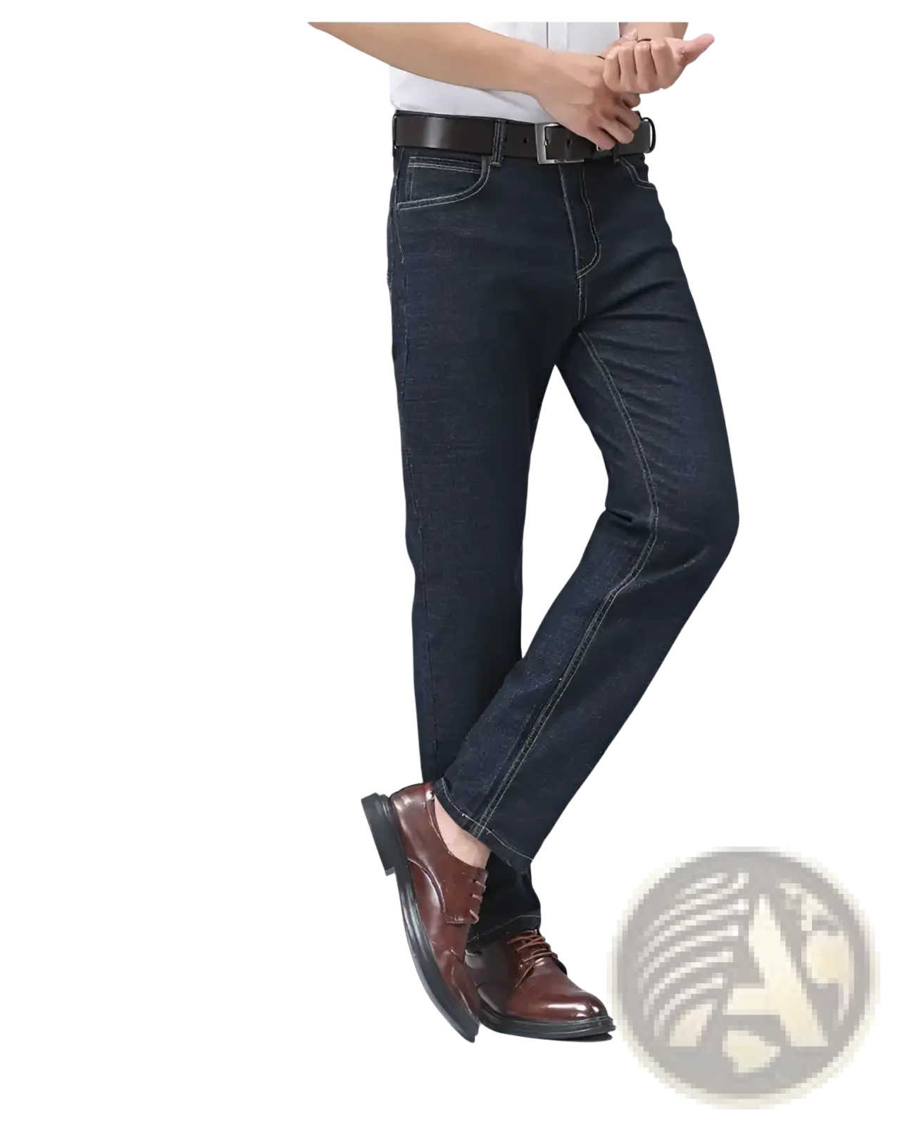 Men's Stretch Cotton Straight Jeans Casual Trousers