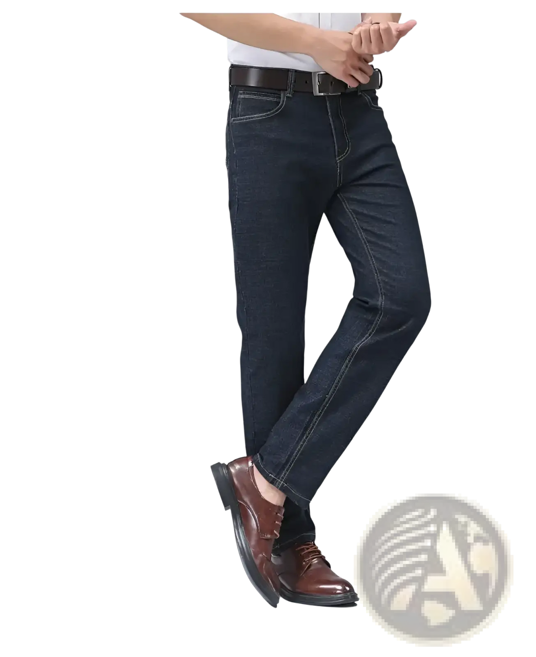 Men's Stretch Cotton Straight Jeans Casual Trousers