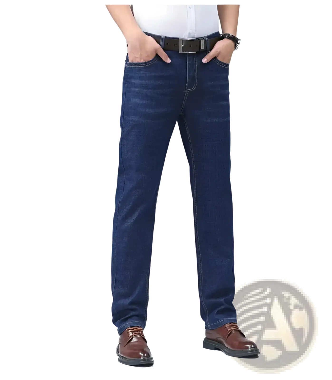 Men's Stretch Cotton Straight Jeans Casual Trousers