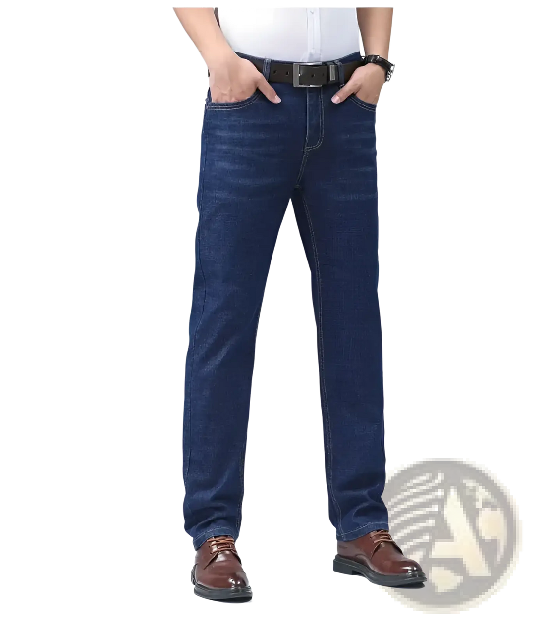 Men's Stretch Cotton Straight Jeans Casual Trousers