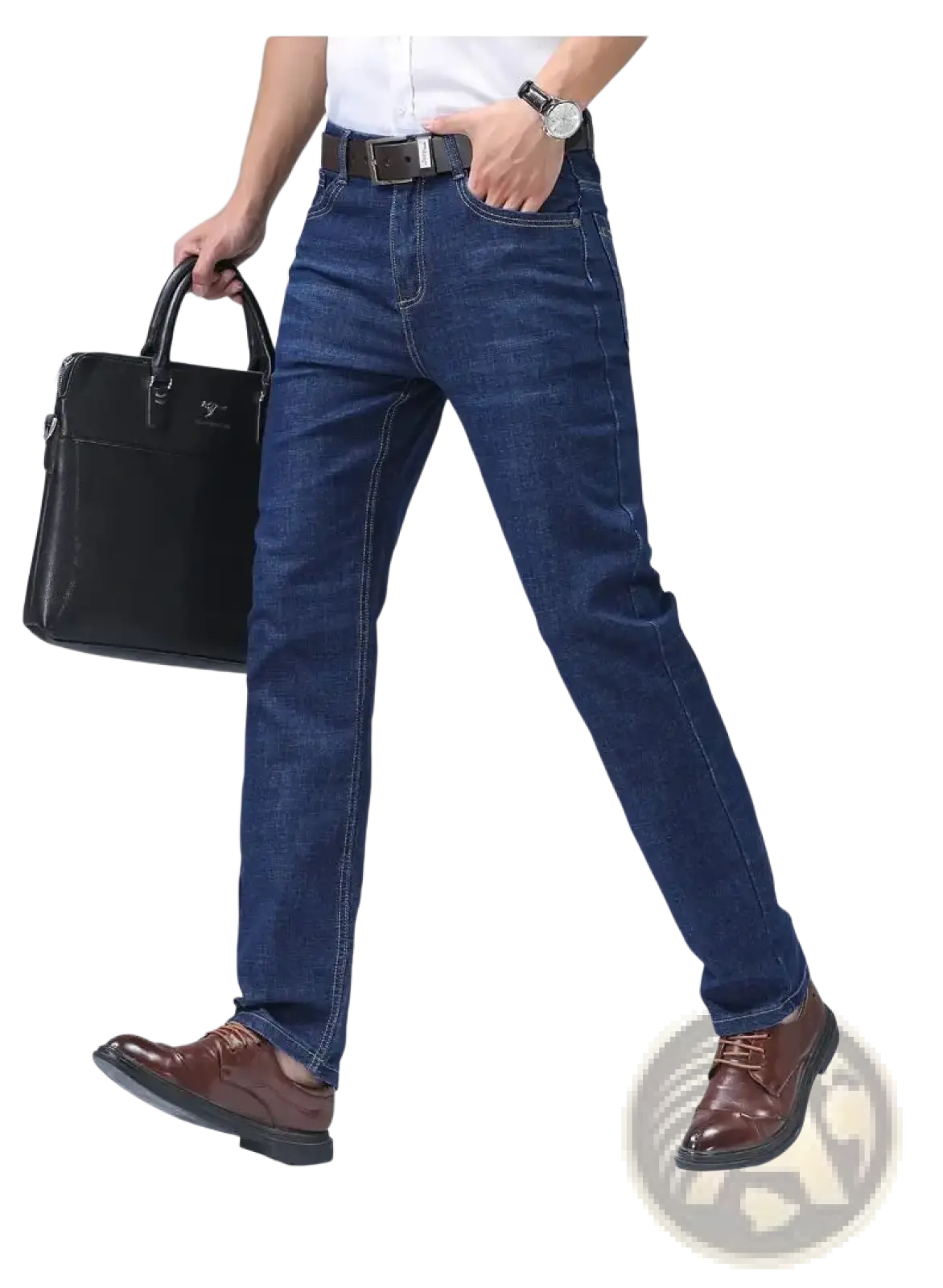 Men's Stretch Cotton Straight Jeans Casual Trousers