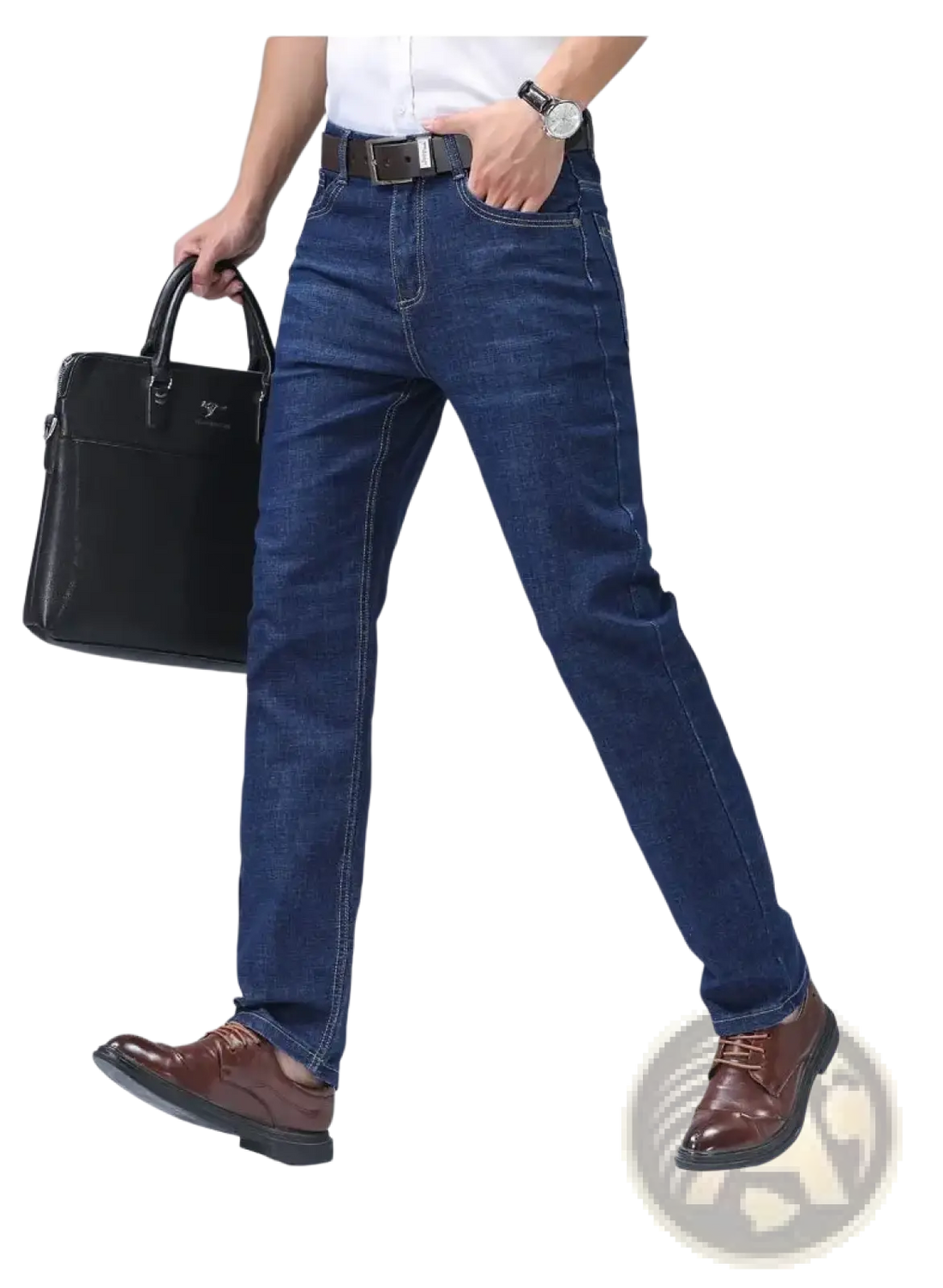 Men's Stretch Cotton Straight Jeans Casual Trousers