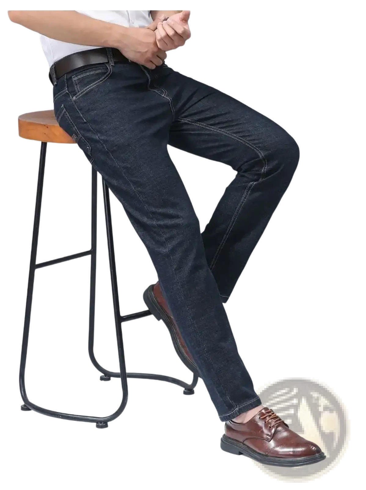 Men's Stretch Cotton Straight Jeans Casual Trousers