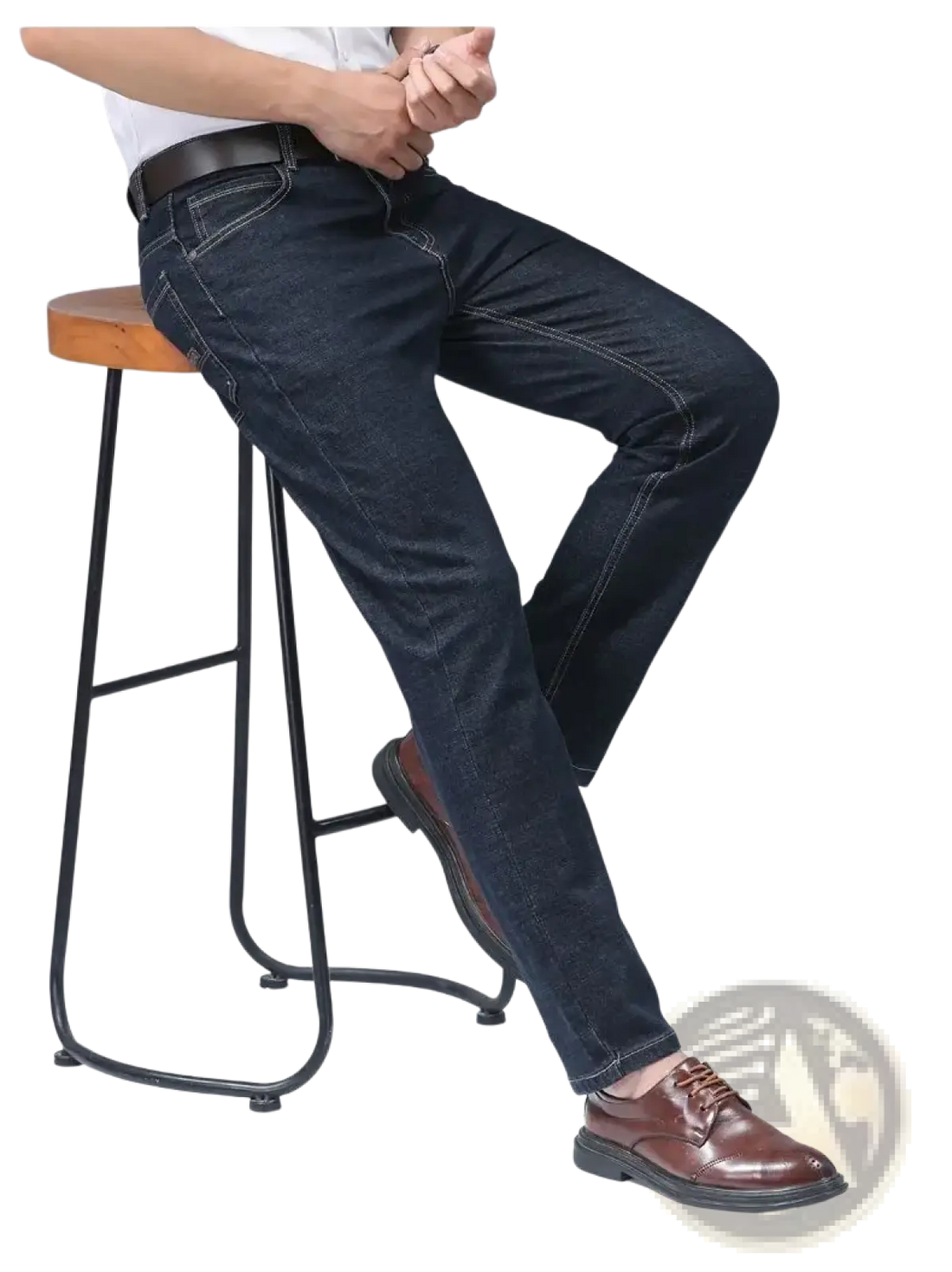 Men's Stretch Cotton Straight Jeans Casual Trousers