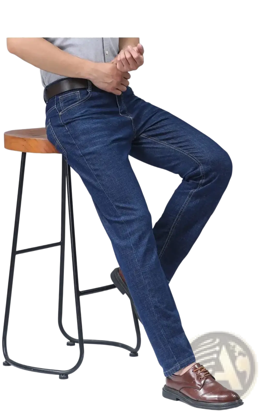 Men's Stretch Cotton Straight Jeans Casual Trousers