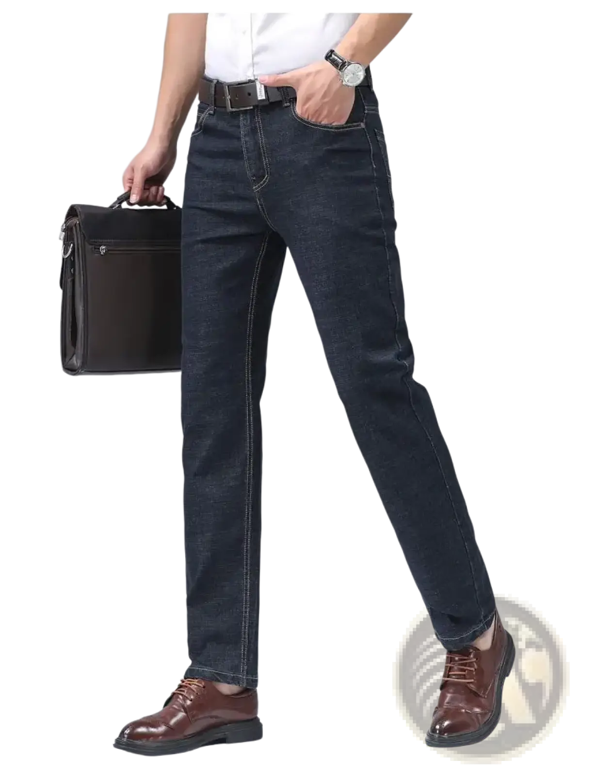 Men's Stretch Cotton Straight Jeans Casual Trousers