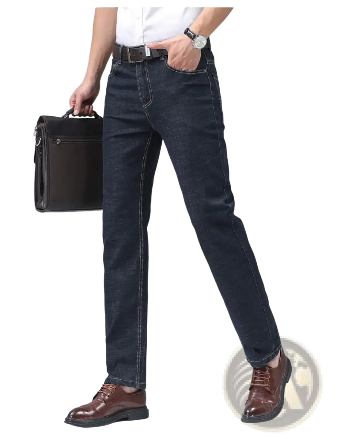 Men's Stretch Cotton Straight Jeans Casual Trousers