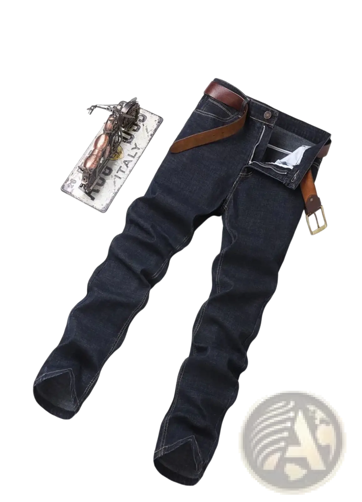 Men's Stretch Cotton Straight Jeans Casual Trousers