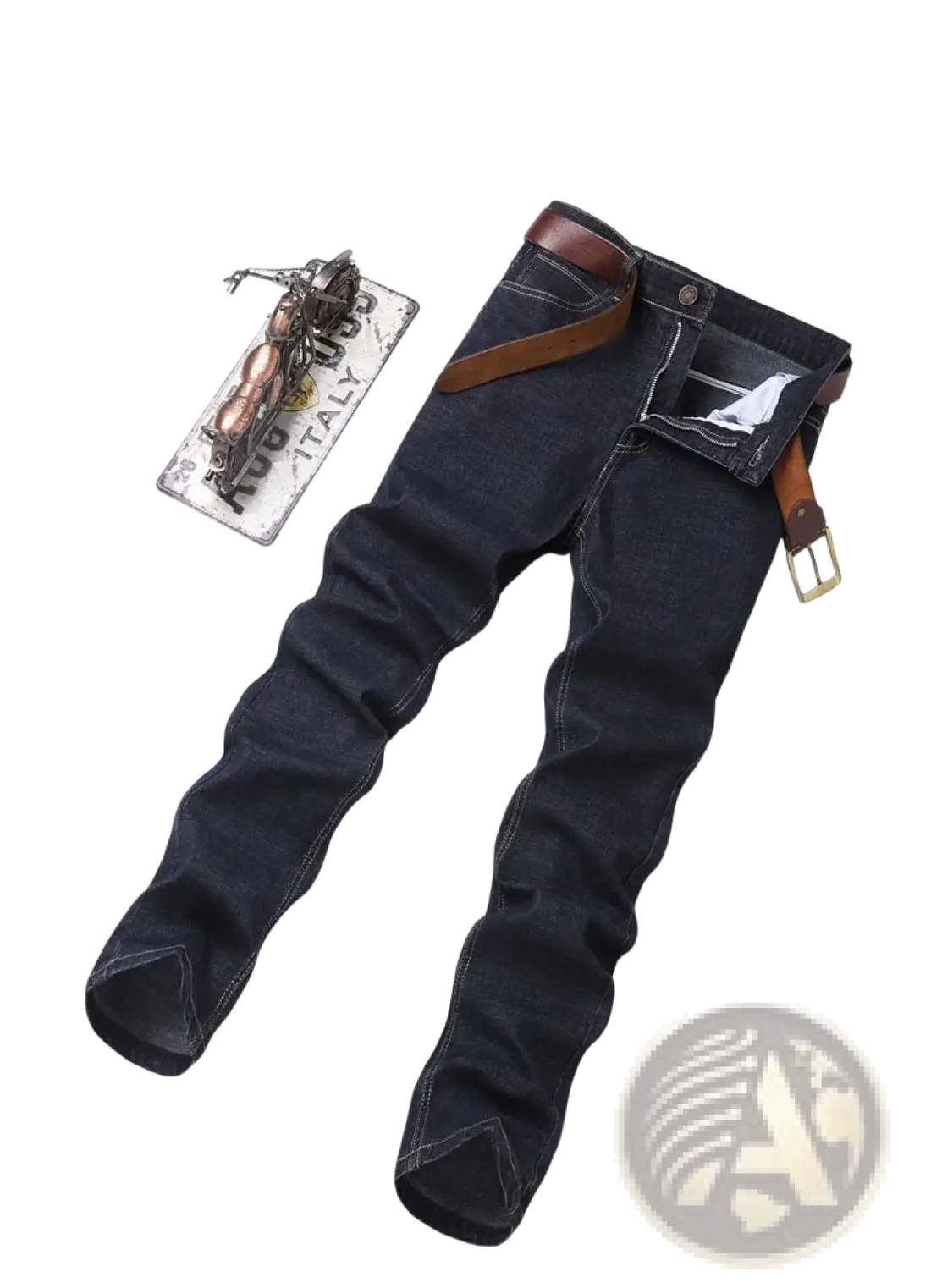 Men's Stretch Cotton Straight Jeans Casual Trousers