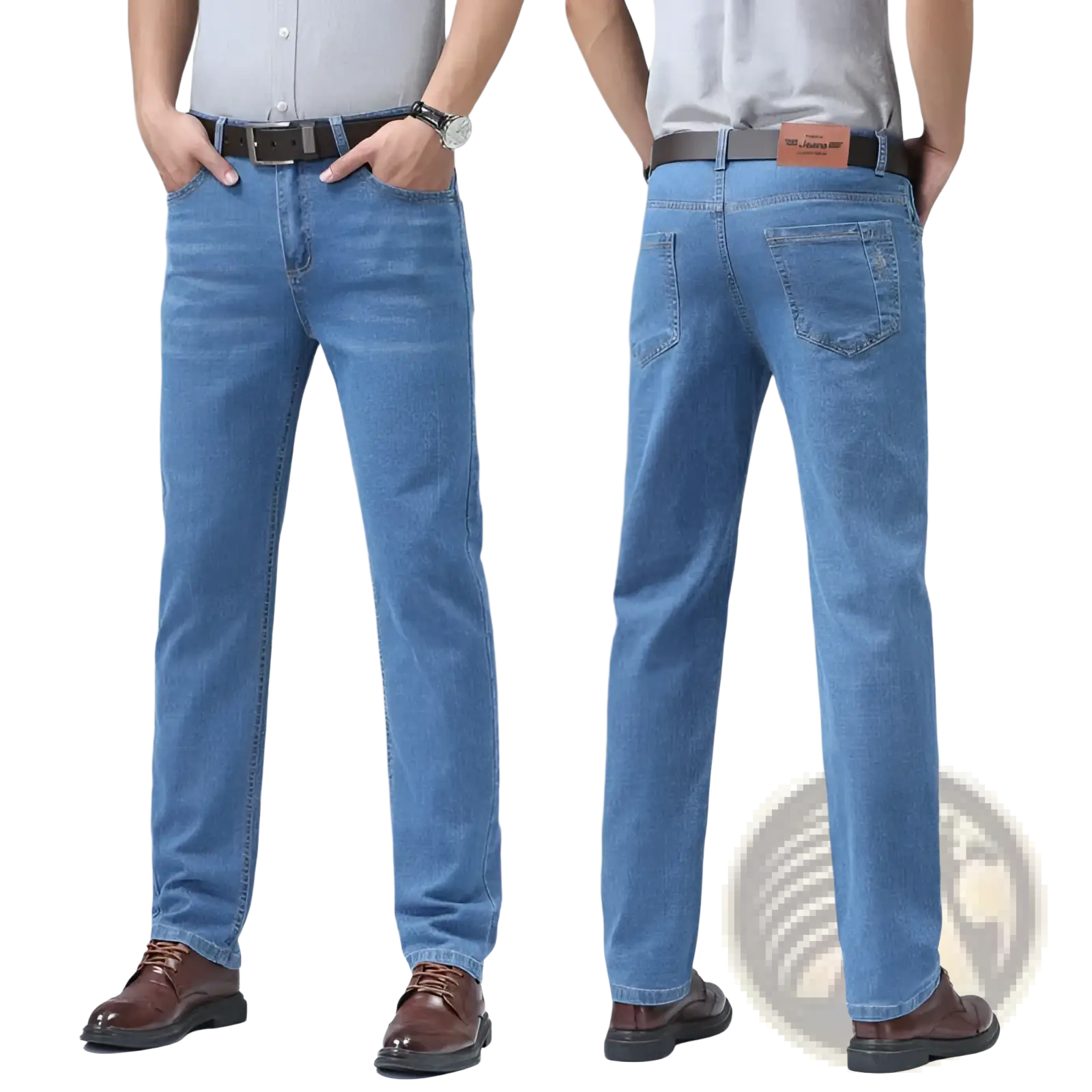 Men's Stretch Cotton Straight Jeans Casual Trousers