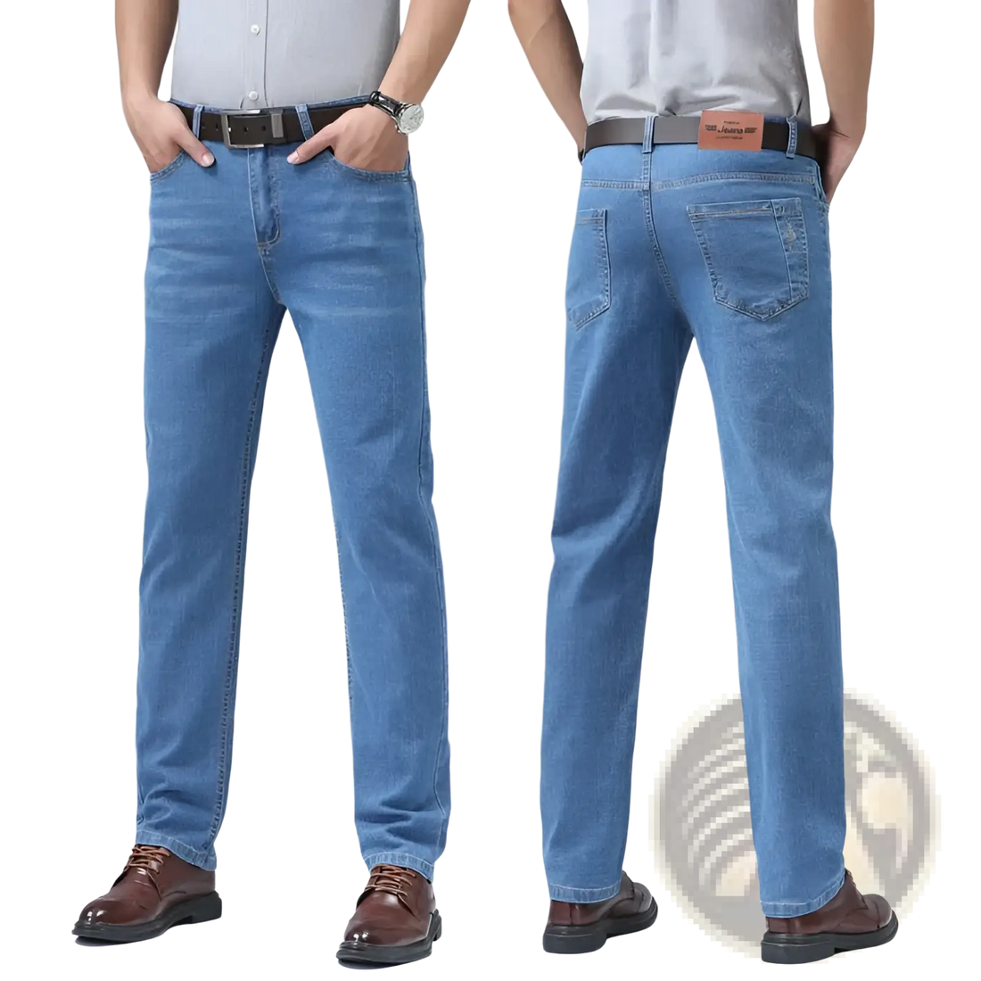Men's Stretch Cotton Straight Jeans Casual Trousers