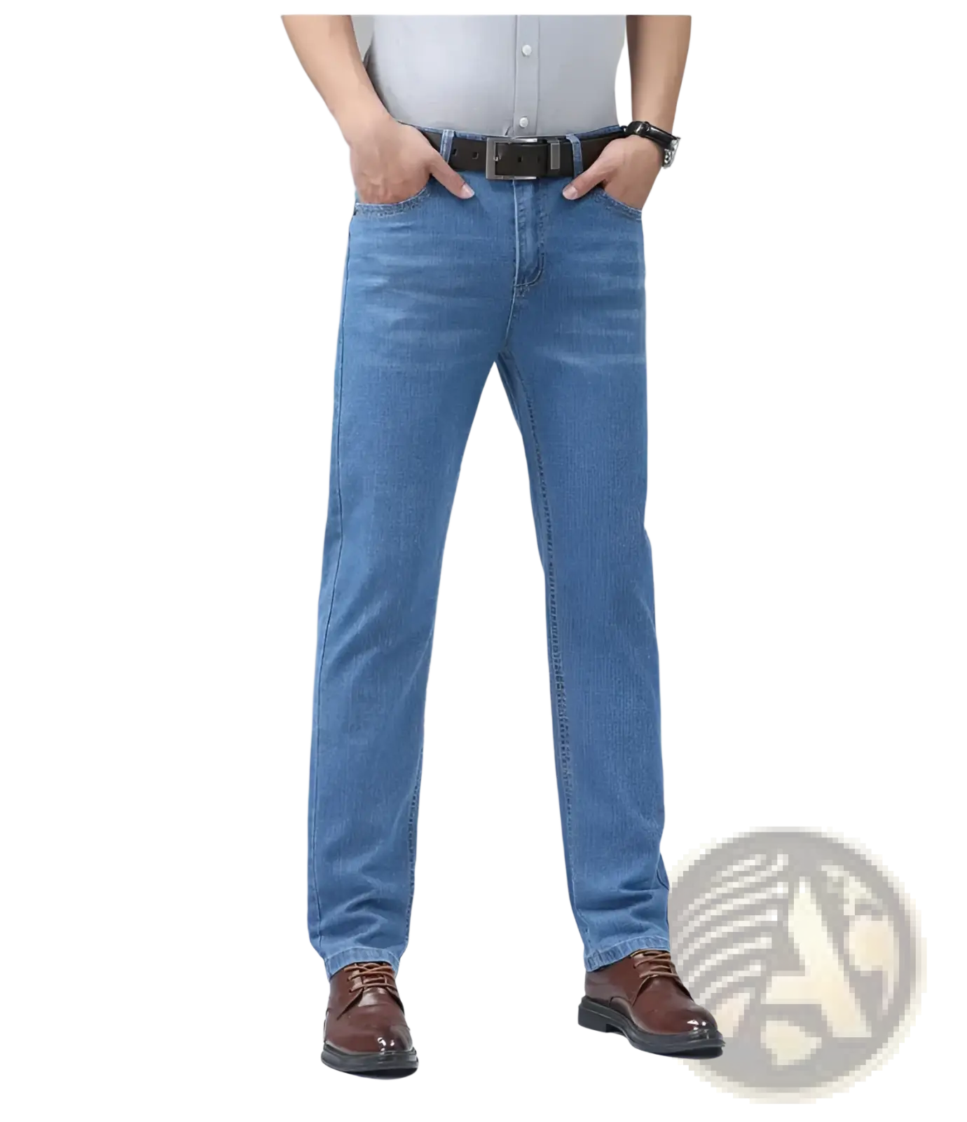 Men's Stretch Cotton Straight Jeans Casual Trousers
