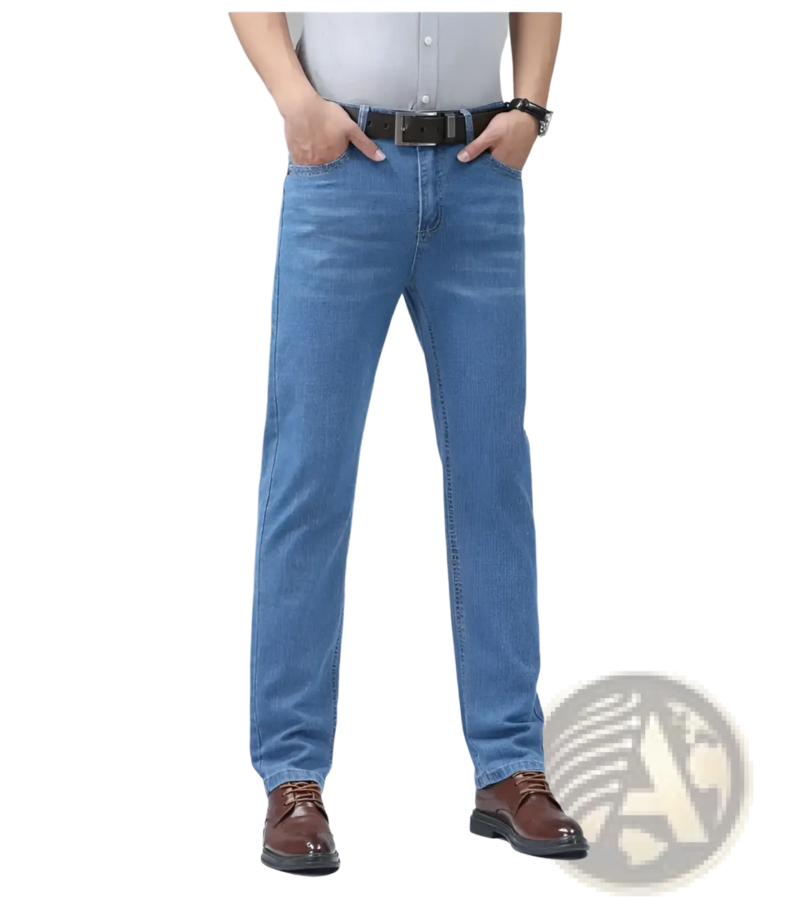 Men's Stretch Cotton Straight Jeans Casual Trousers