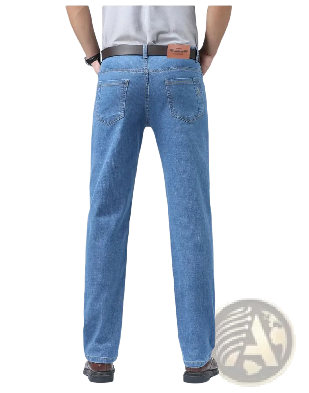 Men's Stretch Cotton Straight Jeans Casual Trousers