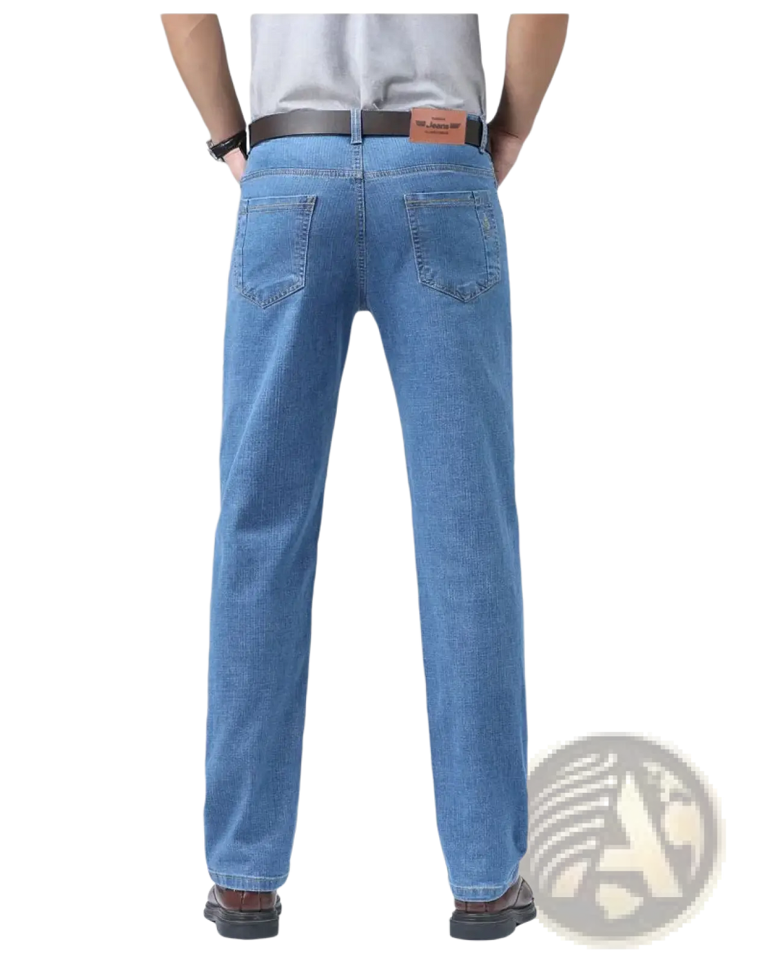 Men's Stretch Cotton Straight Jeans Casual Trousers