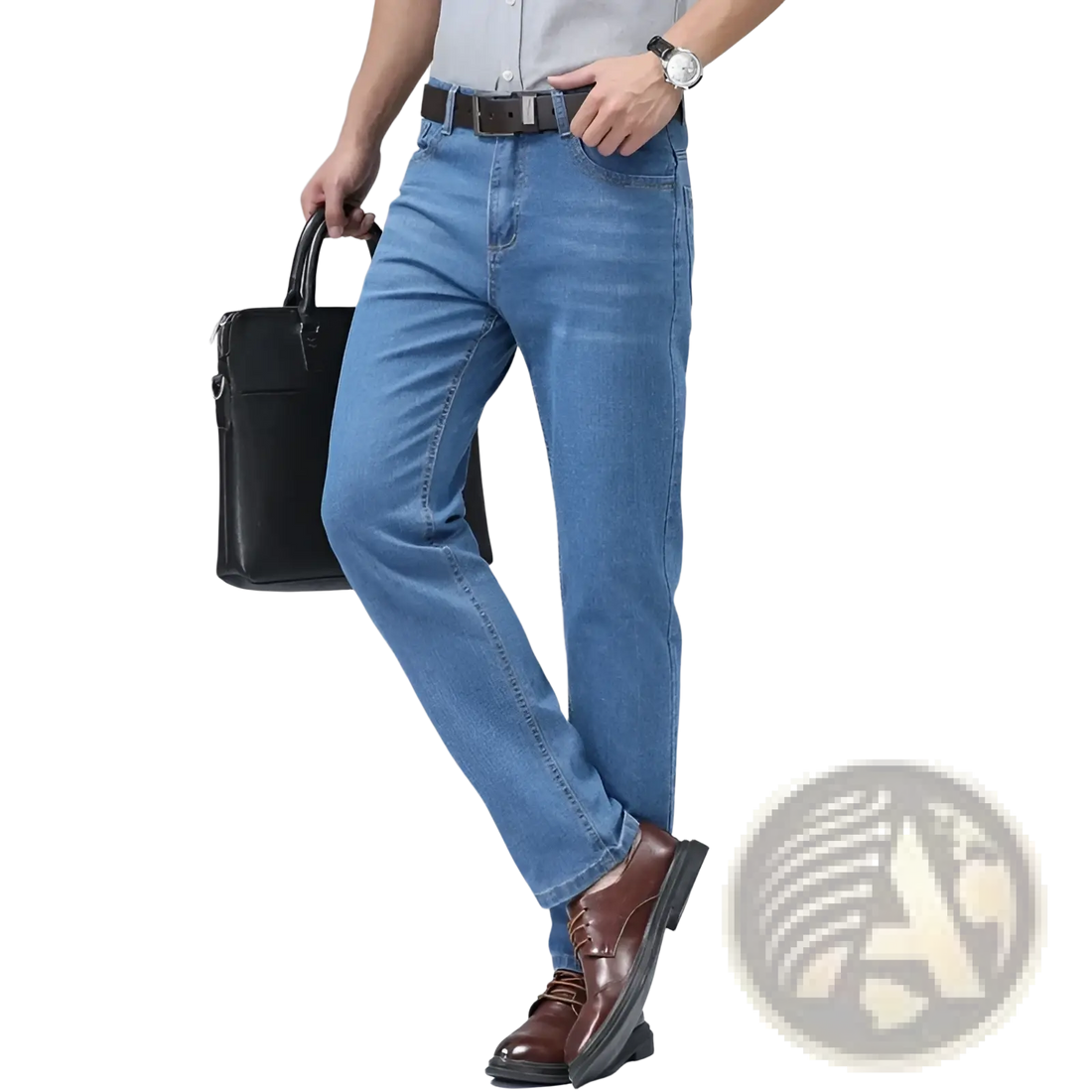 Men's Stretch Cotton Straight Jeans Casual Trousers