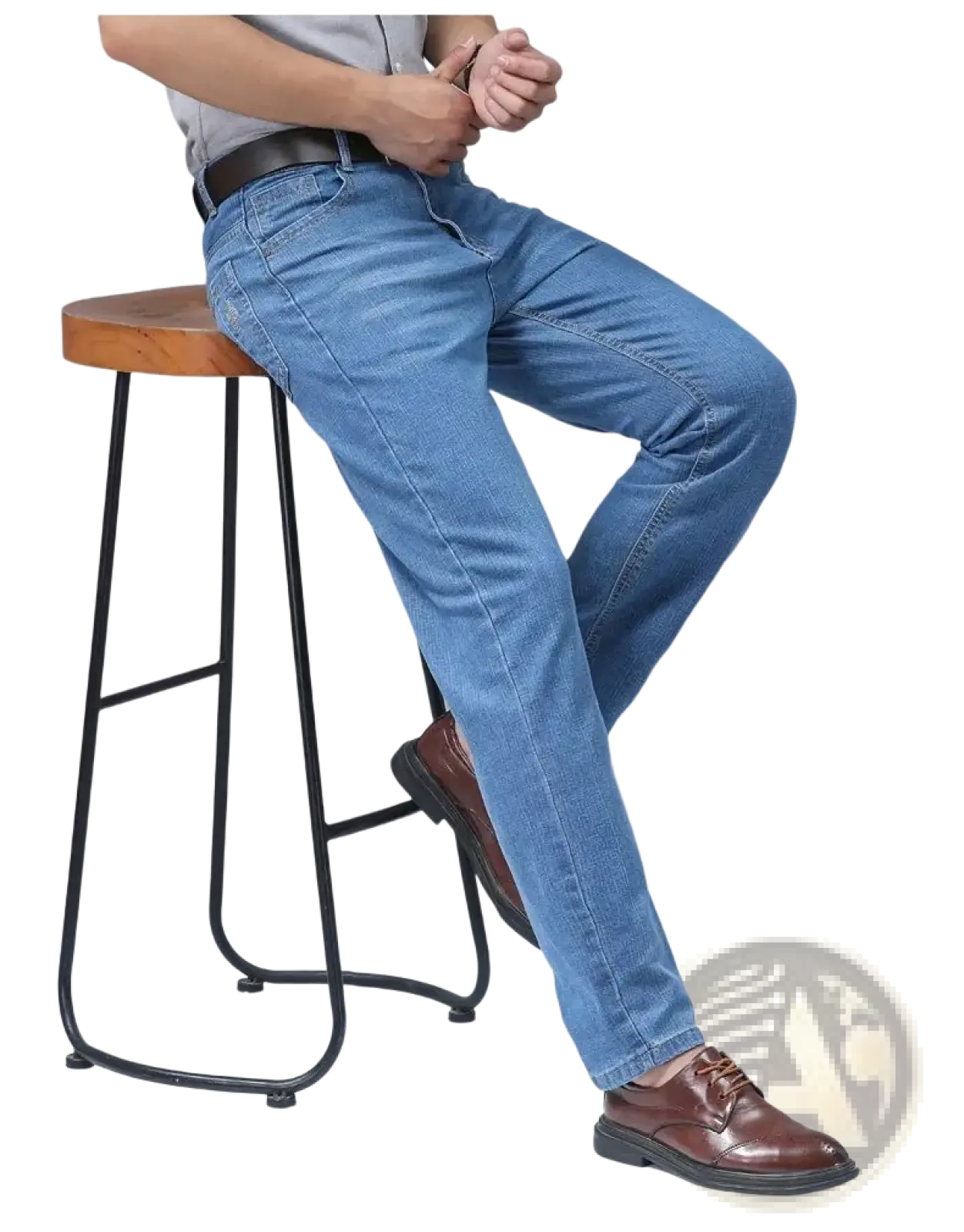 Men's Stretch Cotton Straight Jeans Casual Trousers