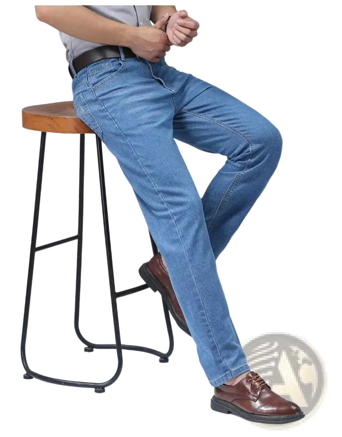Men's Stretch Cotton Straight Jeans Casual Trousers