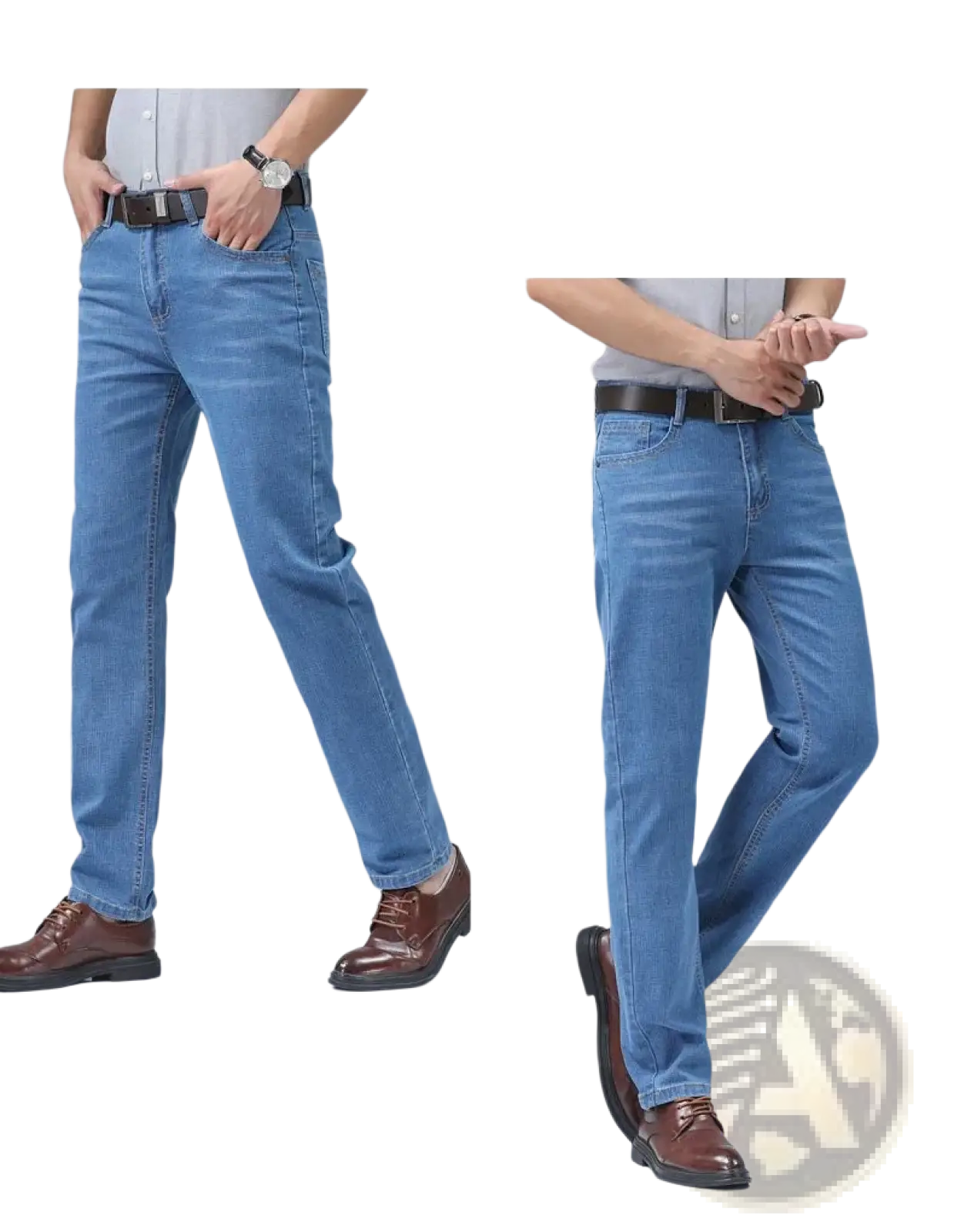 Men's Stretch Cotton Straight Jeans Casual Trousers