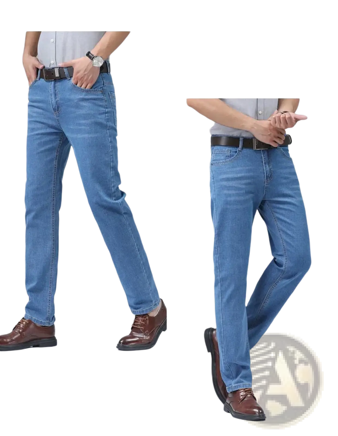 Men's Stretch Cotton Straight Jeans Casual Trousers