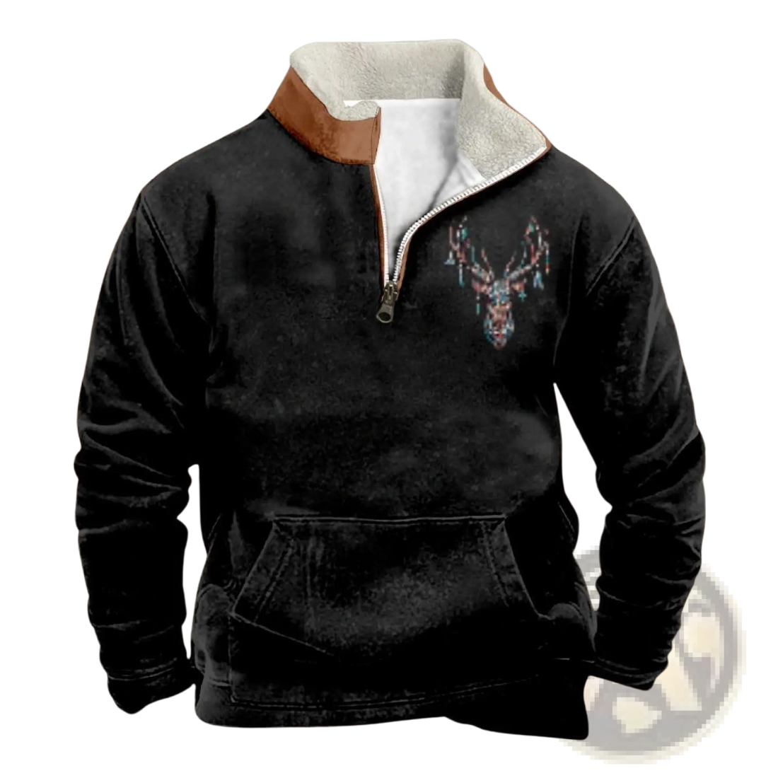Men's Vintage Yellowstone Tribal Print Fleece Quarter Zip Jacket