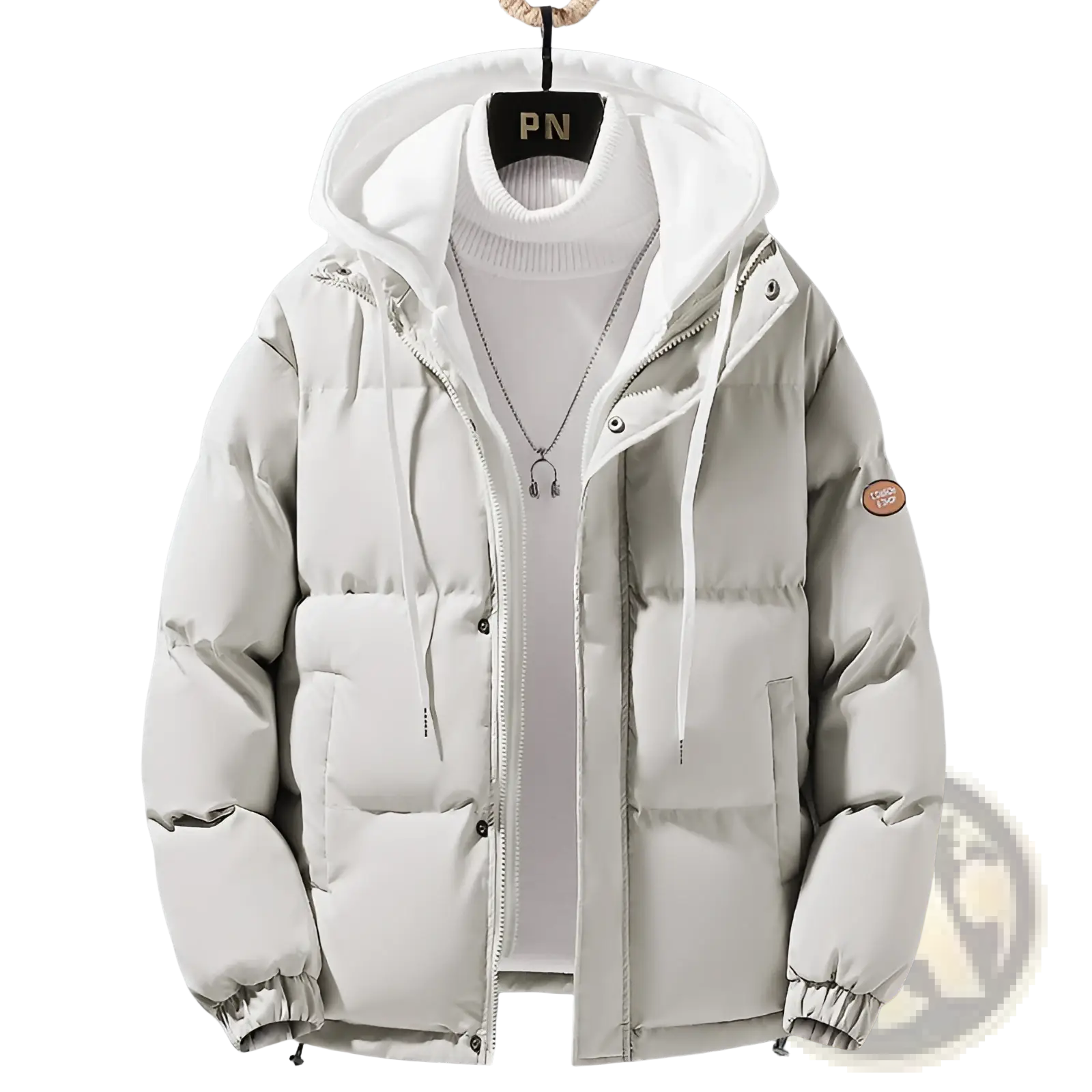 Men's Winter Windproof Layered Hooded Puffer Jacket