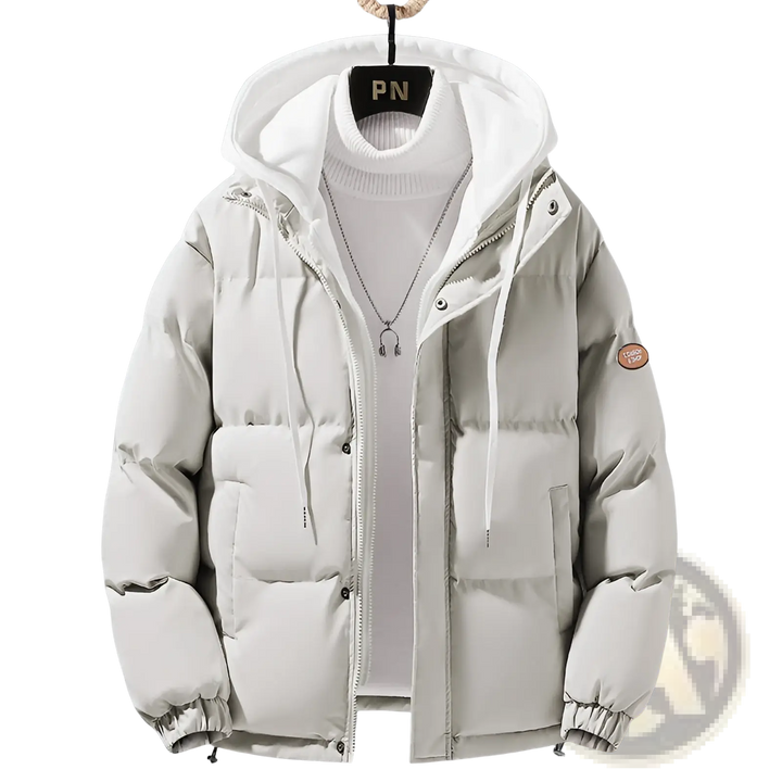 Men's Winter Windproof Layered Hooded Puffer Jacket