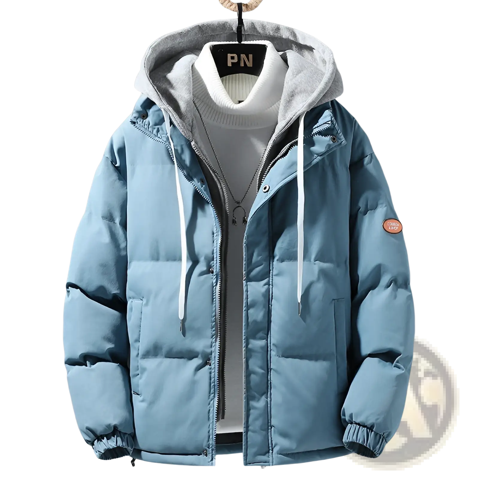 Men's Winter Windproof Layered Hooded Puffer Jacket