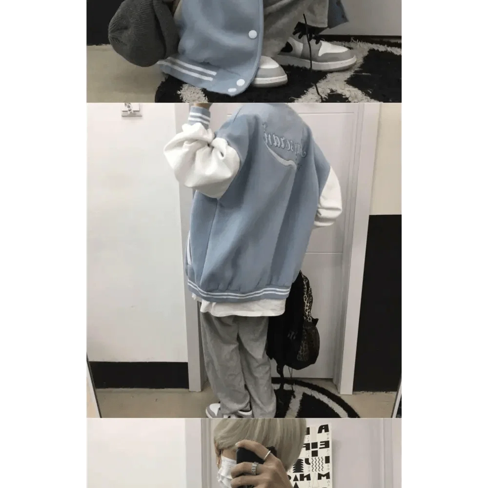 New Elegance Spring Autumn Coat Baseball Bomber Jacket Loose Letter R Men Women Couples Tops Plus Size Jackets Streetwear