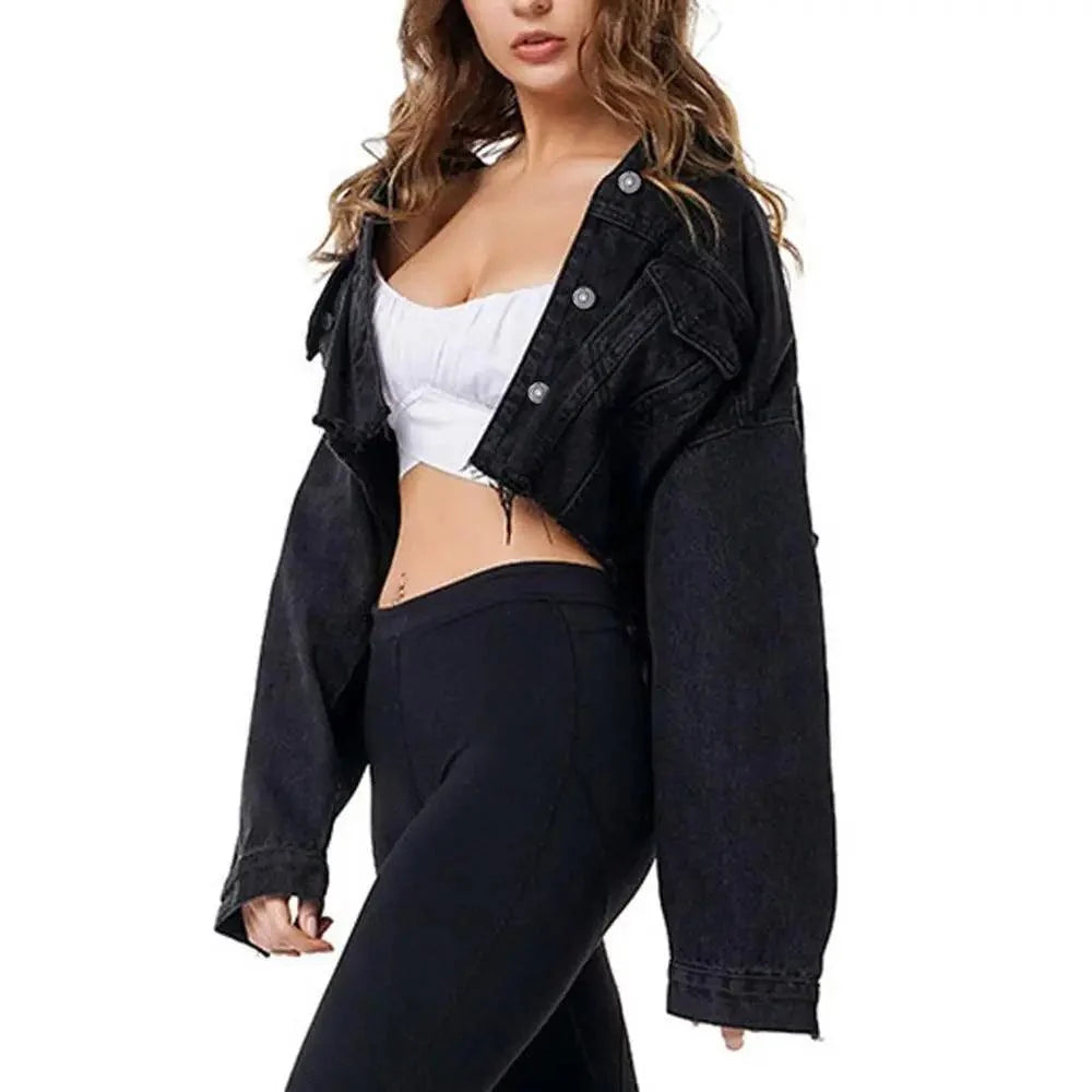New Incredible Spring Women Sexy Ripped Denim Jackets Vintage Casual Short Jean Jacket Puff Sleeve Winter Female Coat Streetwear
