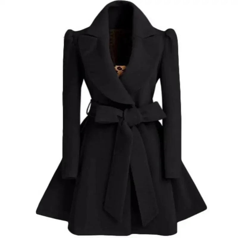 New Popular Women's Woolen Windbreaker Overcoat Jacket Coats Red XL Autumn And Winter Long Windbreaker Overcoat Fashionable Coat Jacket