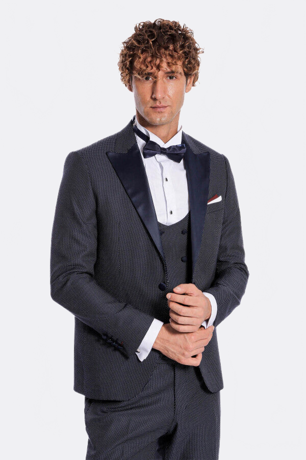 Navy Blue Tuxedo Suit - Wessi