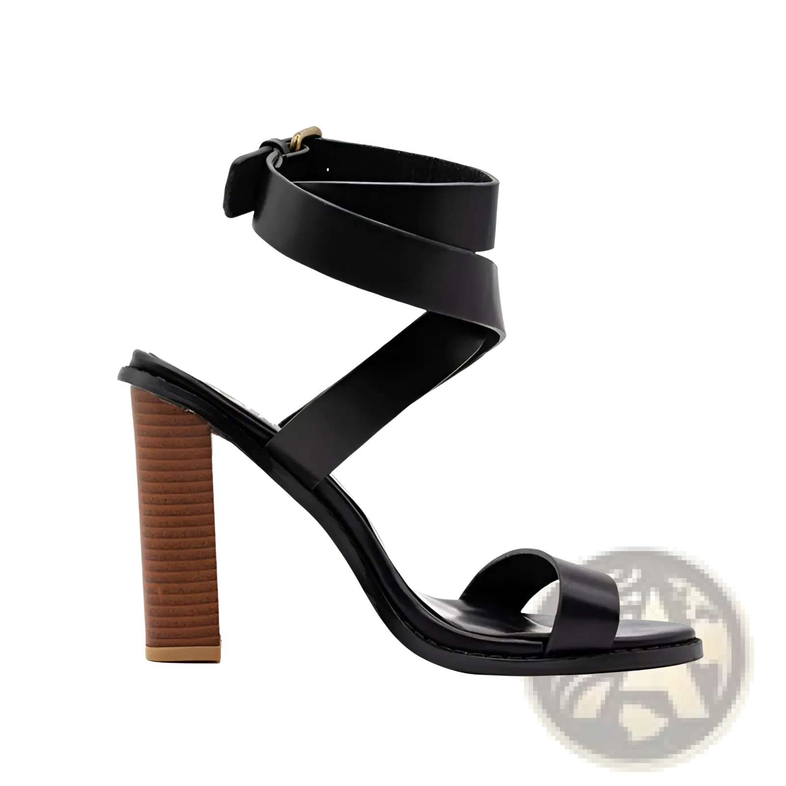 Plus Size Brown Leather Block Heel Strappy Sandals