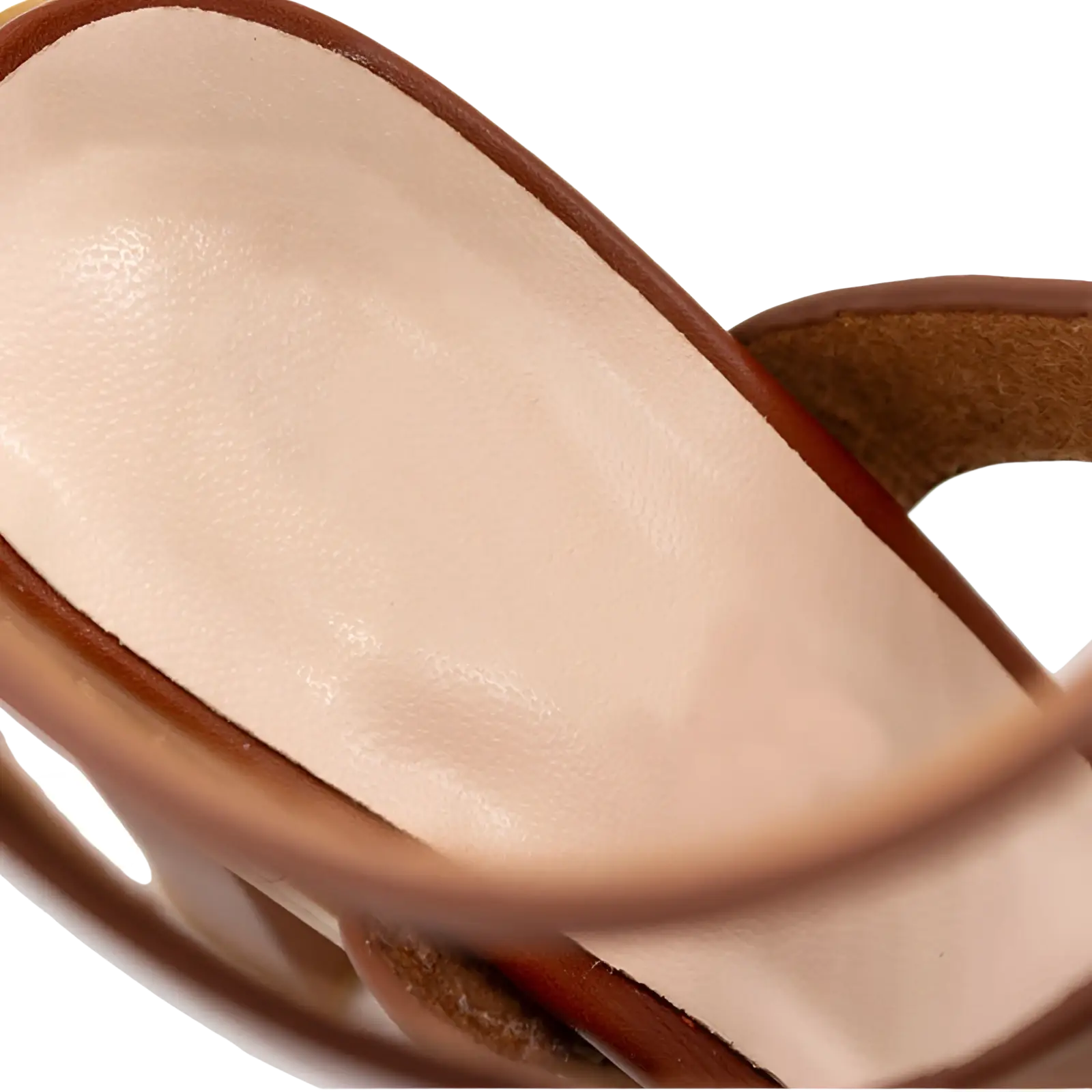 Plus Size Brown Leather Block Heel Strappy Sandals