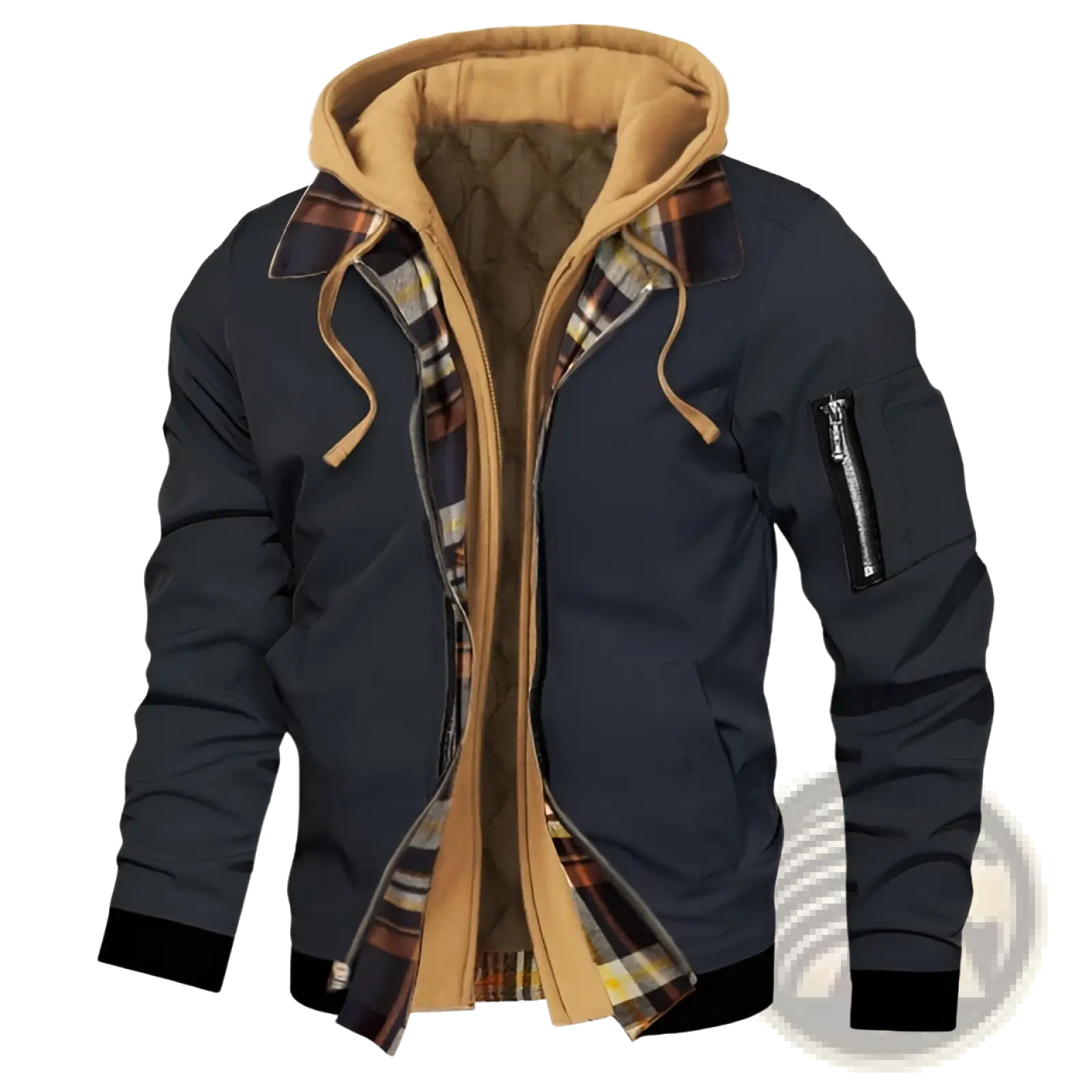 Plus Size Fleece Lined Hooded Bomber Jacket