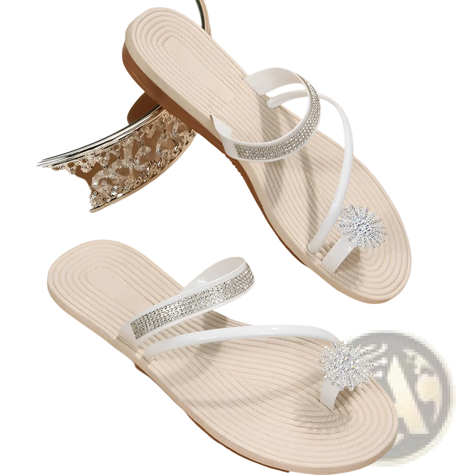Plus Size Rhinestone Strappy Summer Sandals