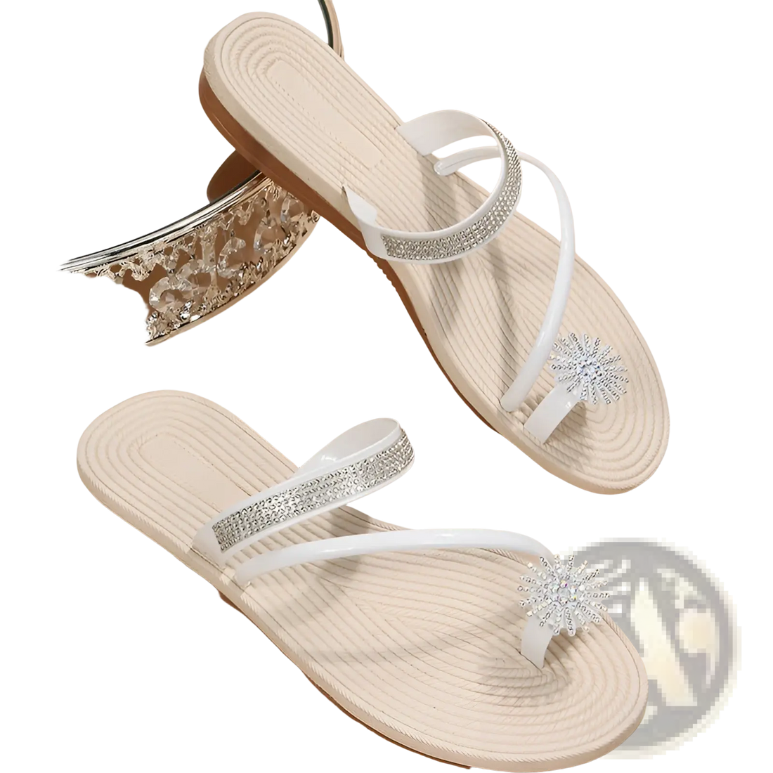 Plus Size Rhinestone Strappy Summer Sandals