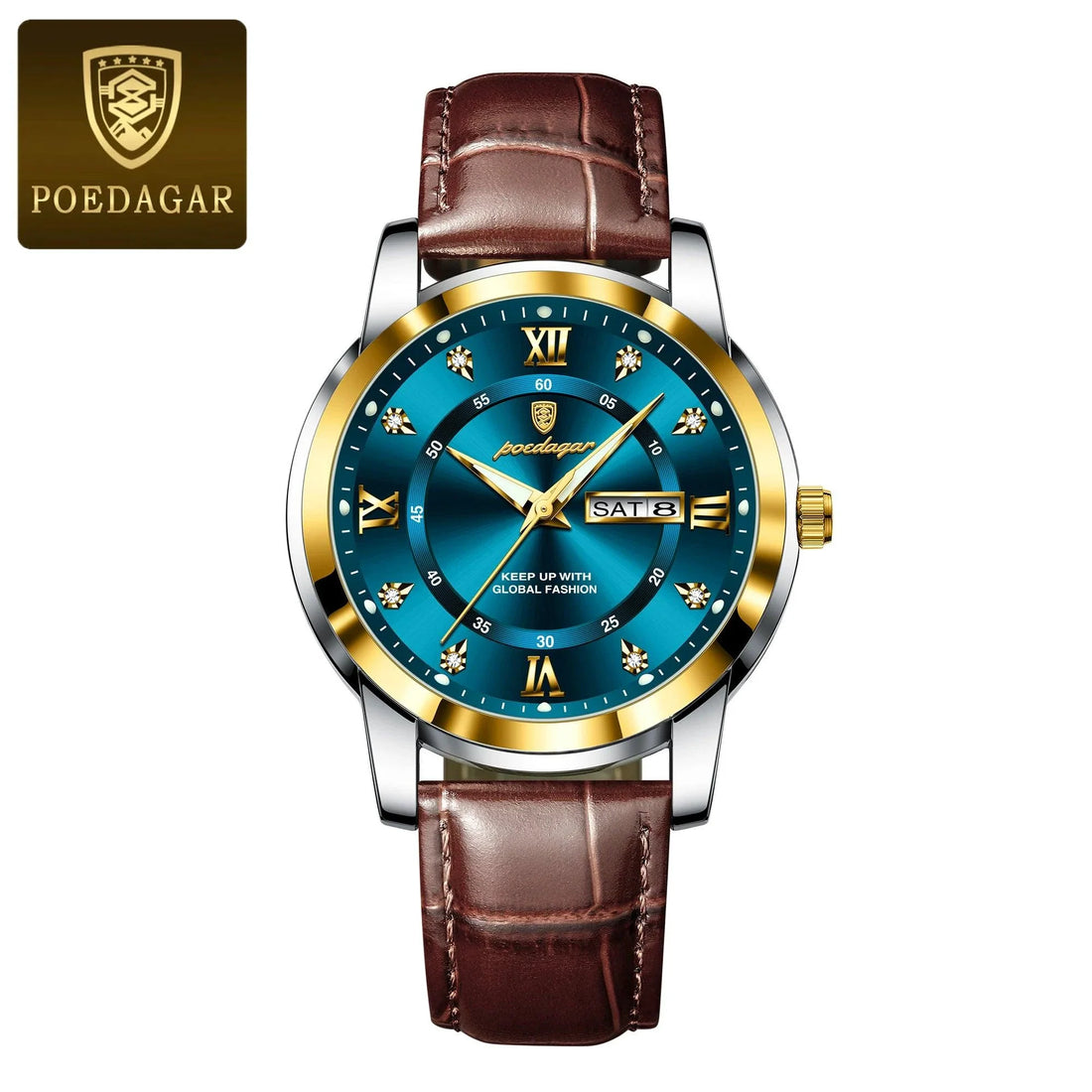 POEDAGAR Waterproof Leather Men's Quartz Watch