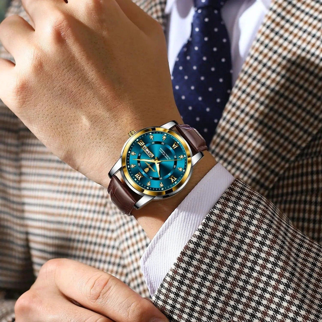 POEDAGAR Waterproof Leather Men's Quartz Watch