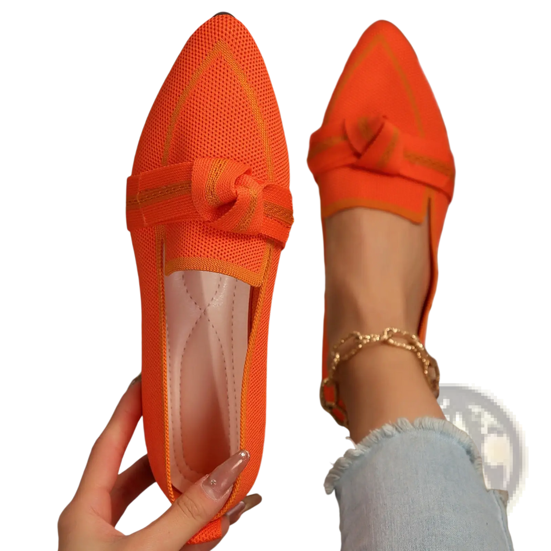 Pointed Flat Pumps Bow Detail Casual Plus Size Shoes