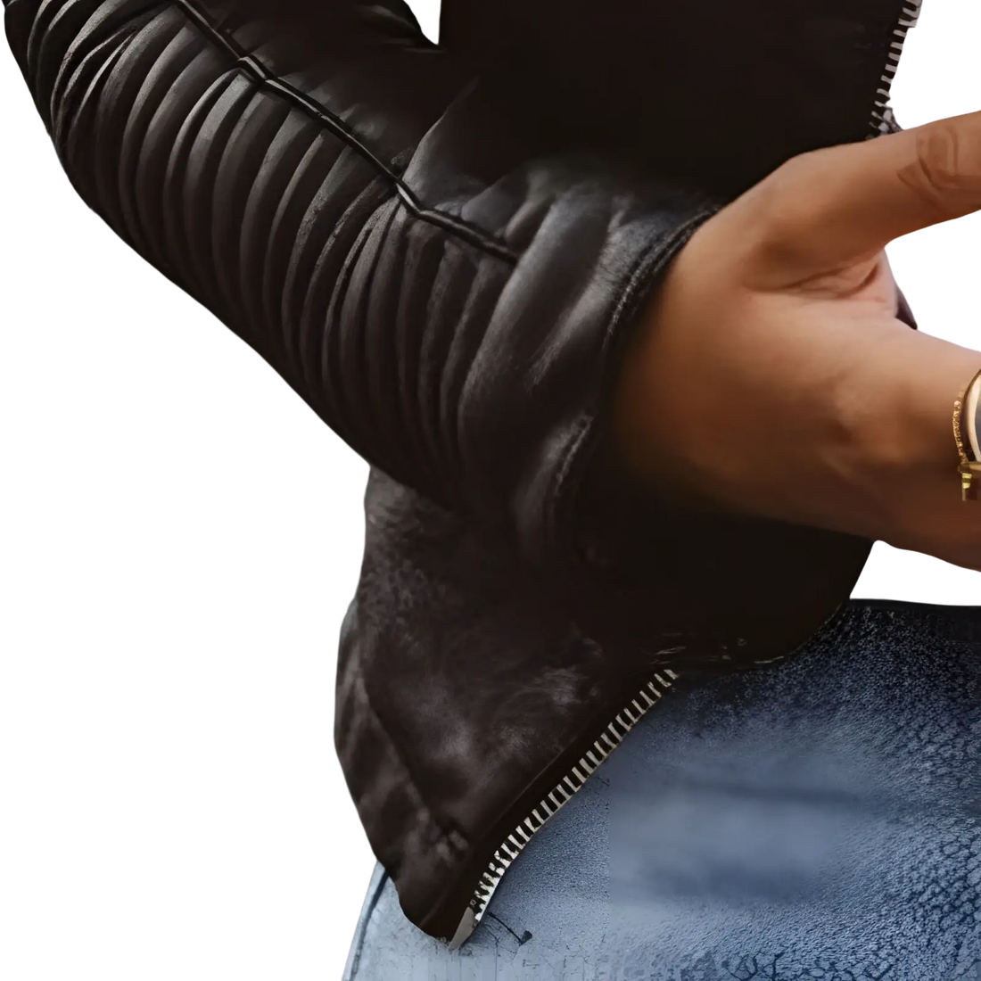 Quilted Leather Moto Jacket Slim Fit Women's Coat