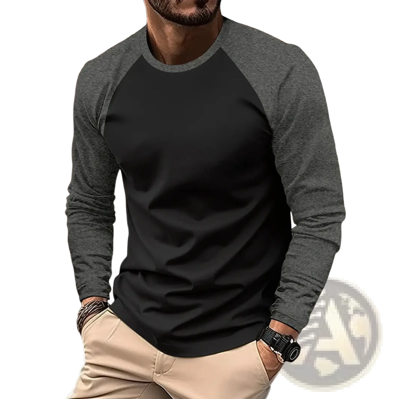 Raglan Long Sleeve T-shirt Casual Men Spring Top