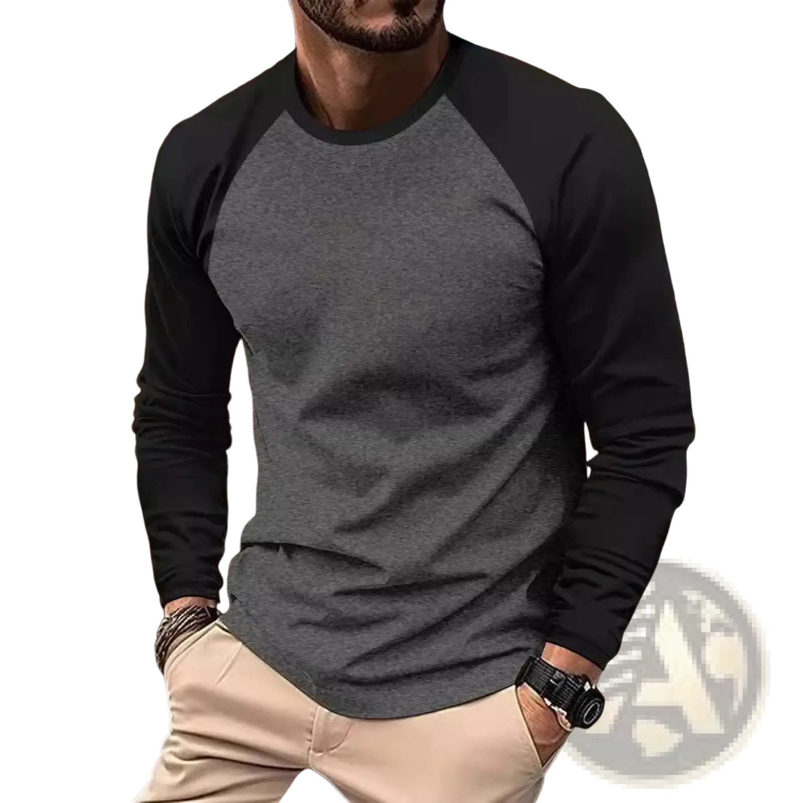 Raglan Long Sleeve T-shirt Casual Men Spring Top