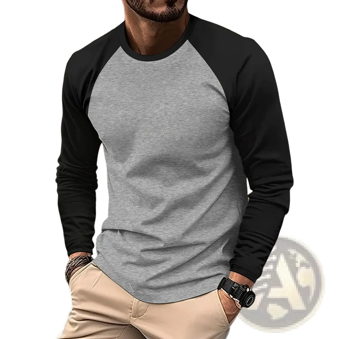 Raglan Long Sleeve T-shirt Casual Men Spring Top