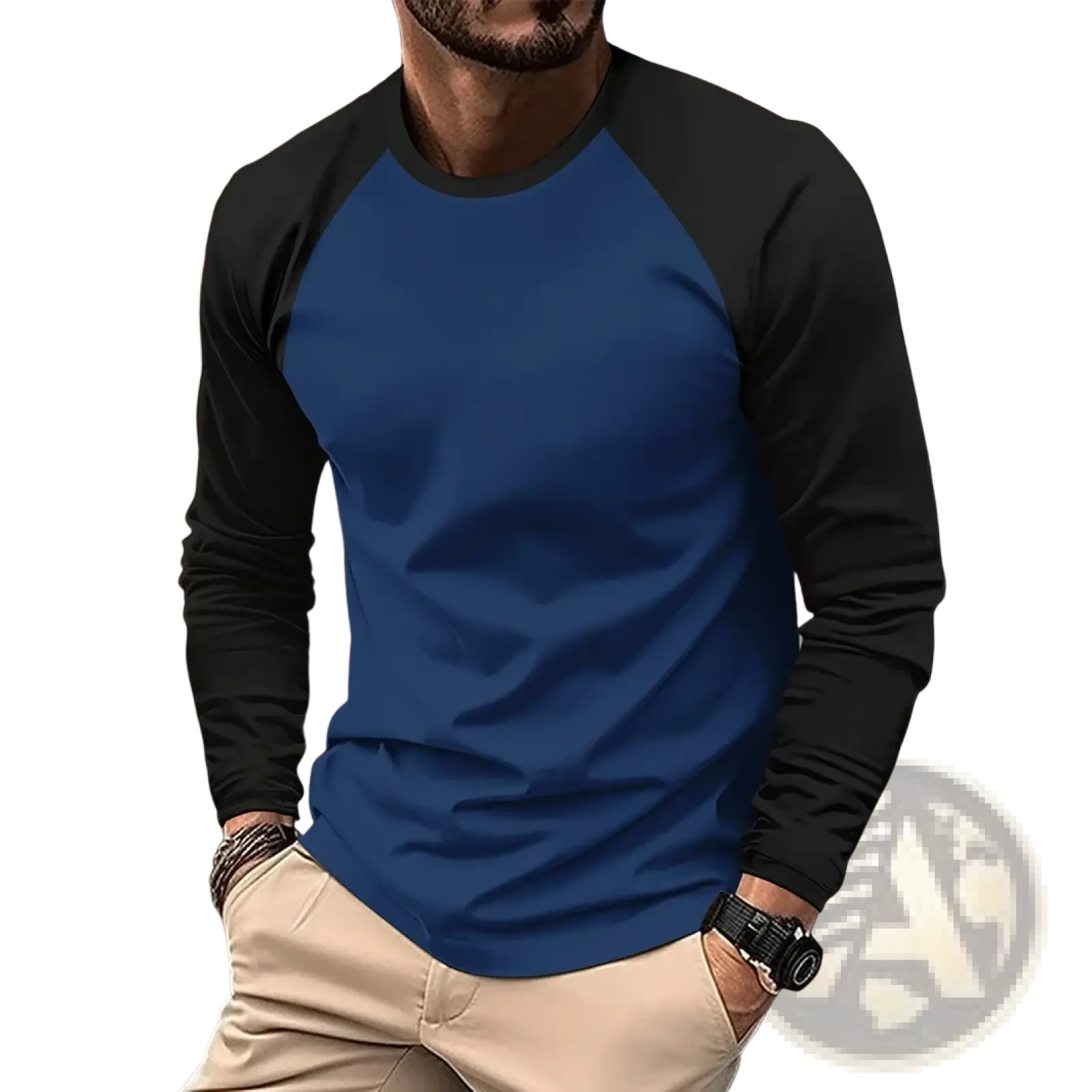Raglan Long Sleeve T-shirt Casual Men Spring Top