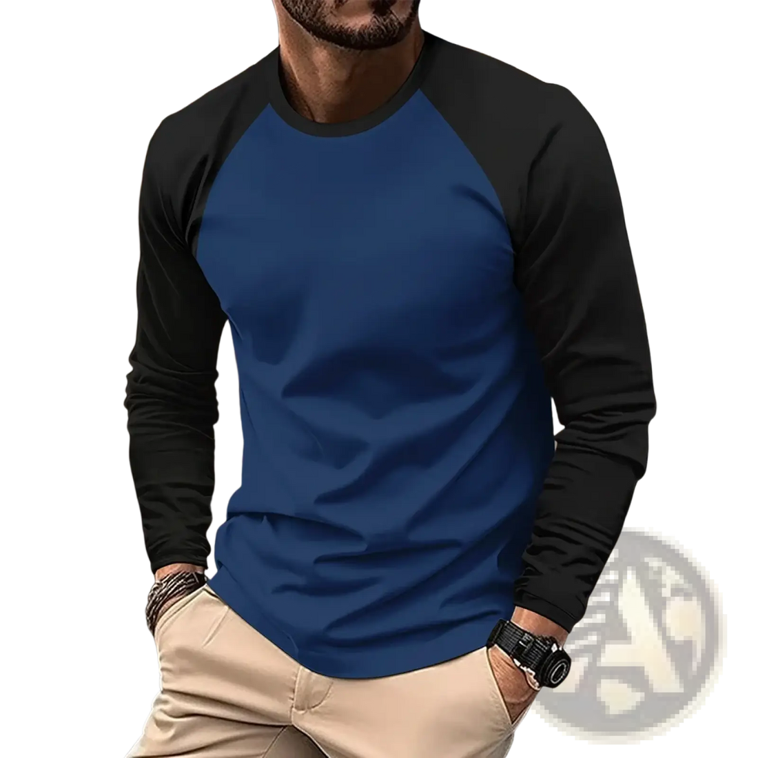 Raglan Long Sleeve T-shirt Casual Men Spring Top
