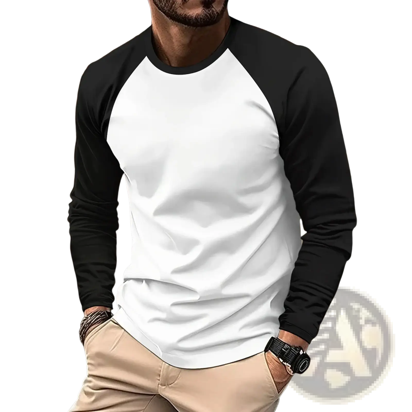 Raglan Long Sleeve T-shirt Casual Men Spring Top